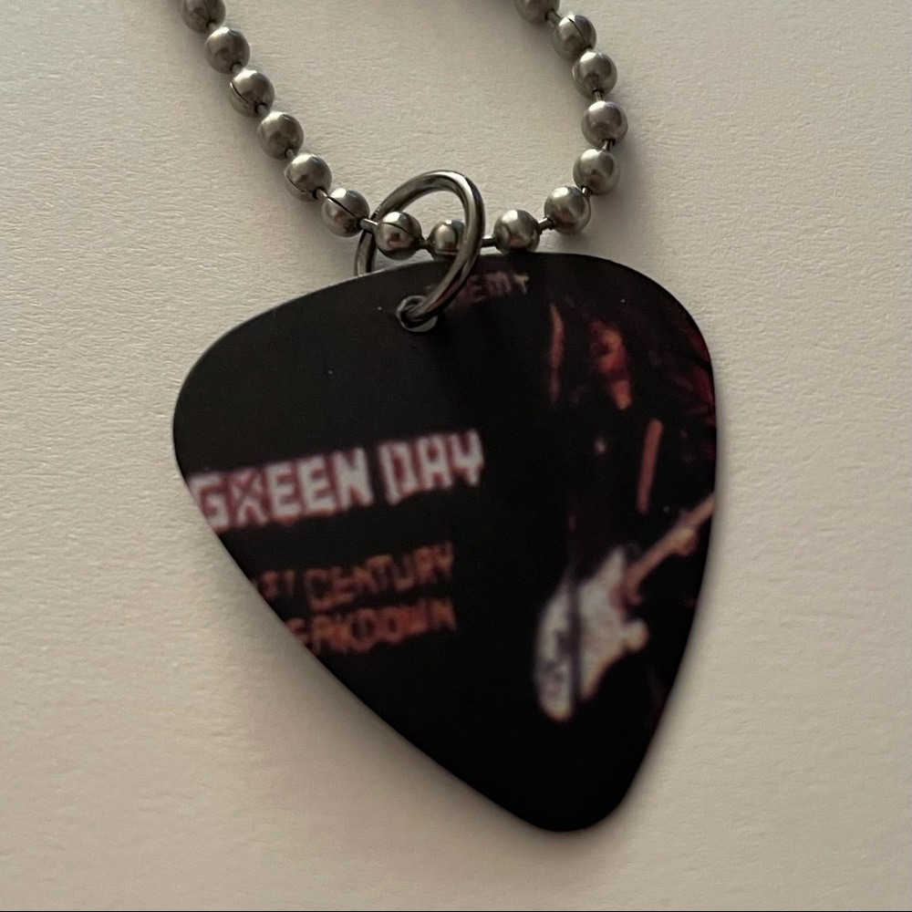 Green Day Guitar Pick Necklace